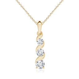5.1mm FGVS Lab-Grown Channel-Set Round Diamond Three Stone Journey Pendant in Yellow Gold