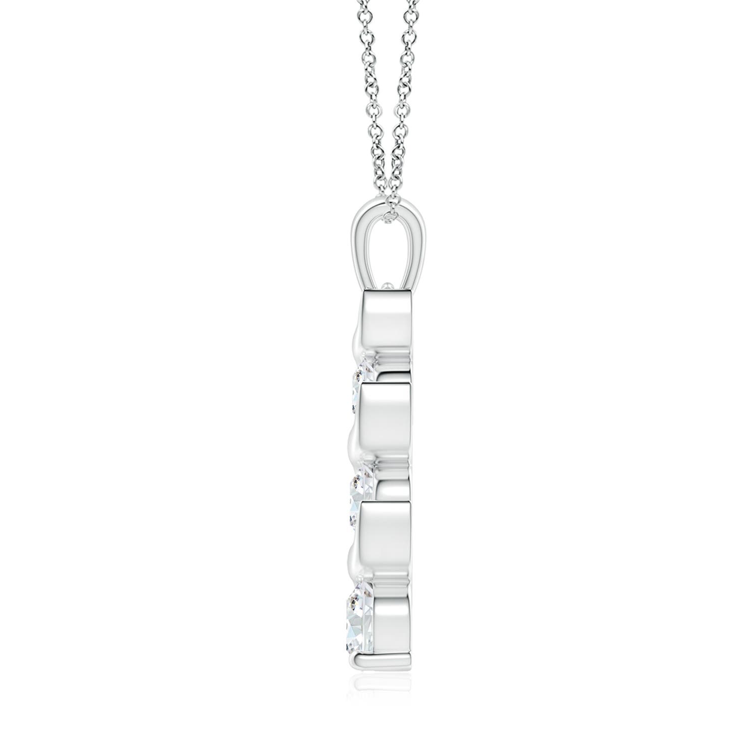 6.4mm FGVS Lab-Grown Channel-Set Round Diamond Three Stone Journey Pendant in 18K White Gold