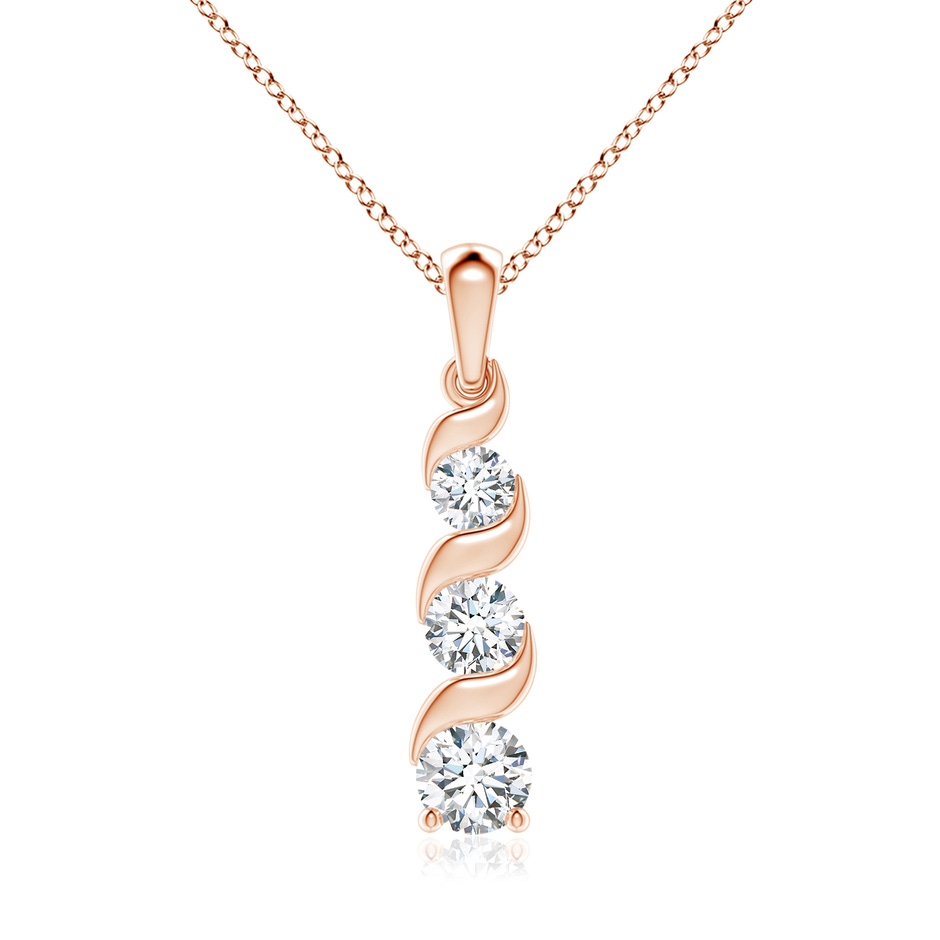 6.4mm FGVS Lab-Grown Channel-Set Round Diamond Three Stone Journey Pendant in Rose Gold 