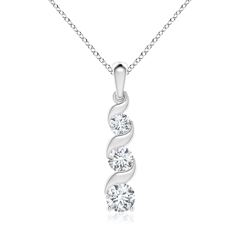 6.4mm FGVS Lab-Grown Channel-Set Round Diamond Three Stone Journey Pendant in White Gold 