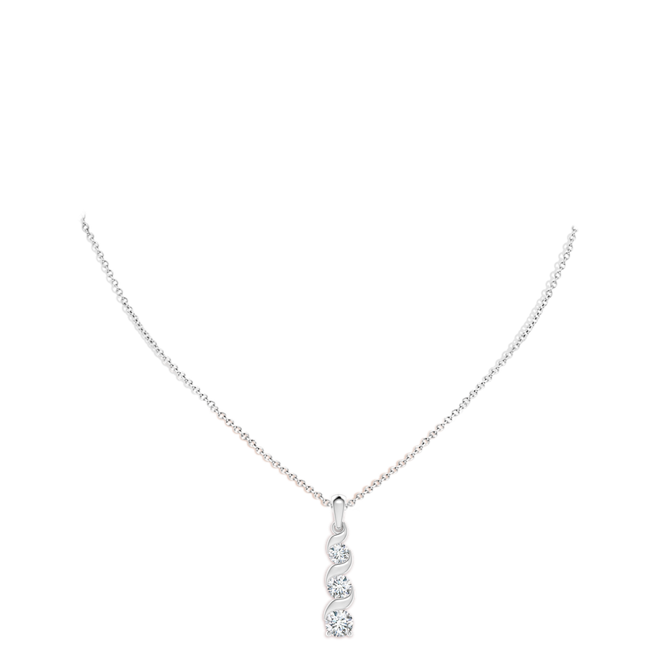 6.4mm FGVS Lab-Grown Channel-Set Round Diamond Three Stone Journey Pendant in White Gold pen