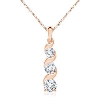 7.4mm FGVS Lab-Grown Channel-Set Round Diamond Three Stone Journey Pendant in Rose Gold