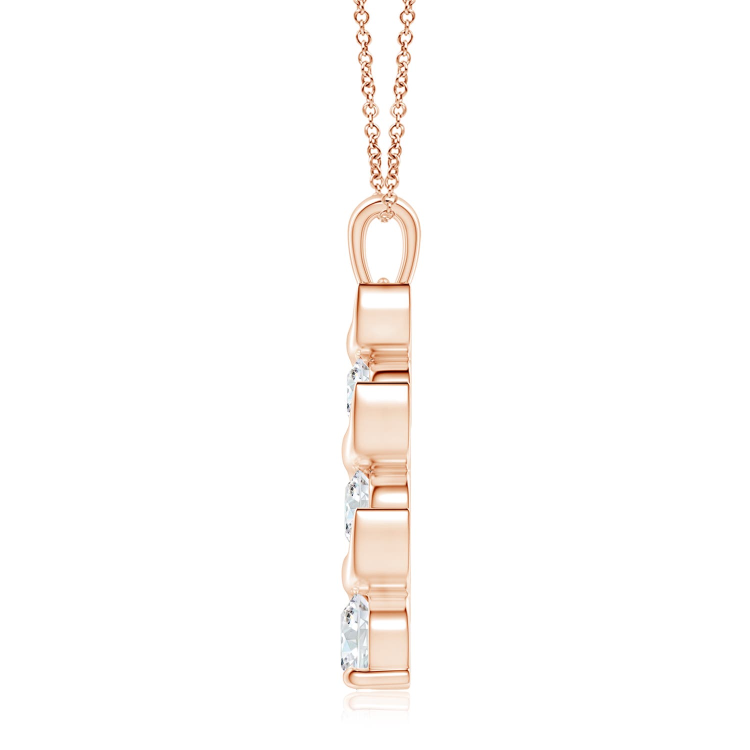 7.4mm FGVS Lab-Grown Channel-Set Round Diamond Three Stone Journey Pendant in Rose Gold