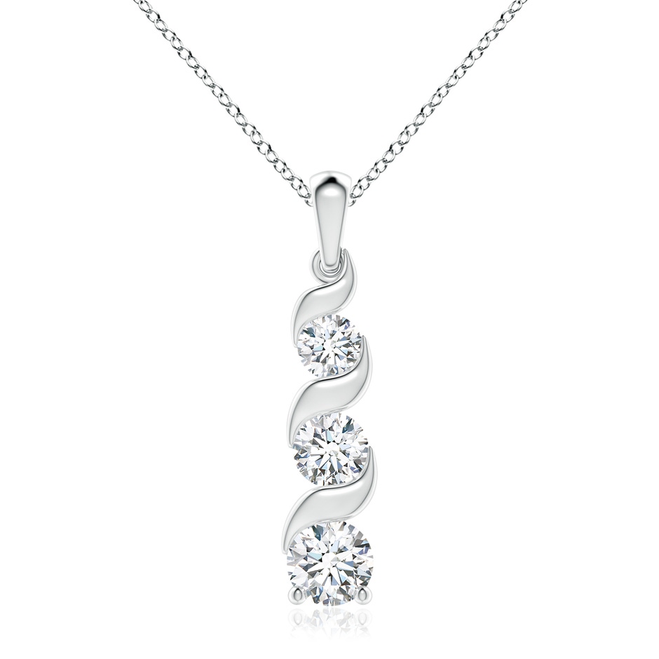 7.4mm FGVS Lab-Grown Channel-Set Round Diamond Three Stone Journey Pendant in White Gold 