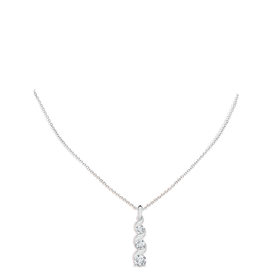 7.4mm FGVS Lab-Grown Channel-Set Round Diamond Three Stone Journey Pendant in White Gold pen