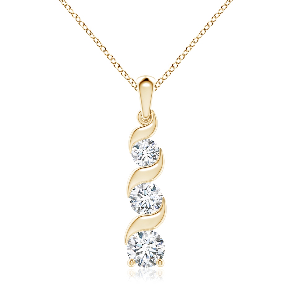 7.4mm FGVS Lab-Grown Channel-Set Round Diamond Three Stone Journey Pendant in Yellow Gold 