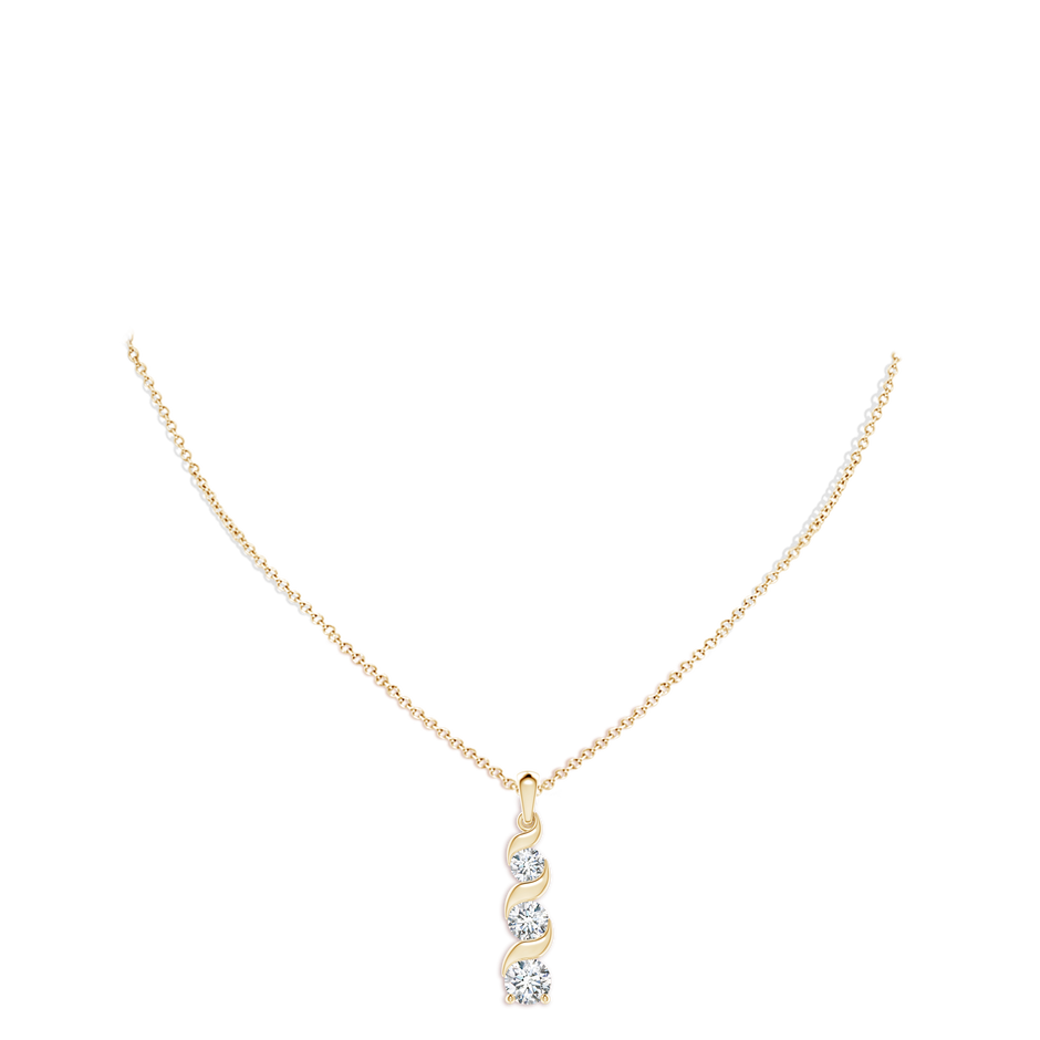 7.4mm FGVS Lab-Grown Channel-Set Round Diamond Three Stone Journey Pendant in Yellow Gold pen