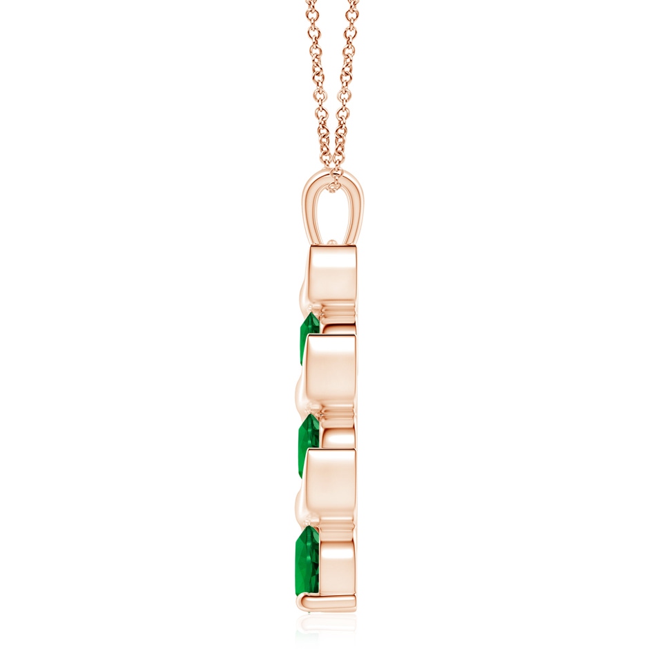 8mm Labgrown Lab-Grown Channel-Set Round Emerald Three Stone Journey Pendant in Rose Gold side 199