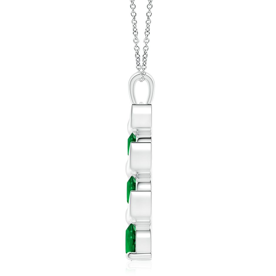 8mm Labgrown Lab-Grown Channel-Set Round Emerald Three Stone Journey Pendant in White Gold side 199