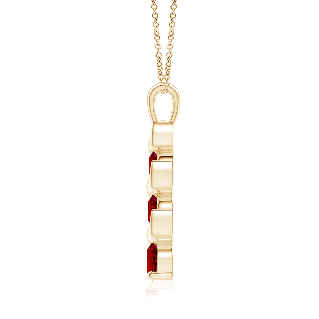 6mm Labgrown Lab-Grown Channel-Set Round Ruby Three Stone Journey Pendant in Yellow Gold - side 199