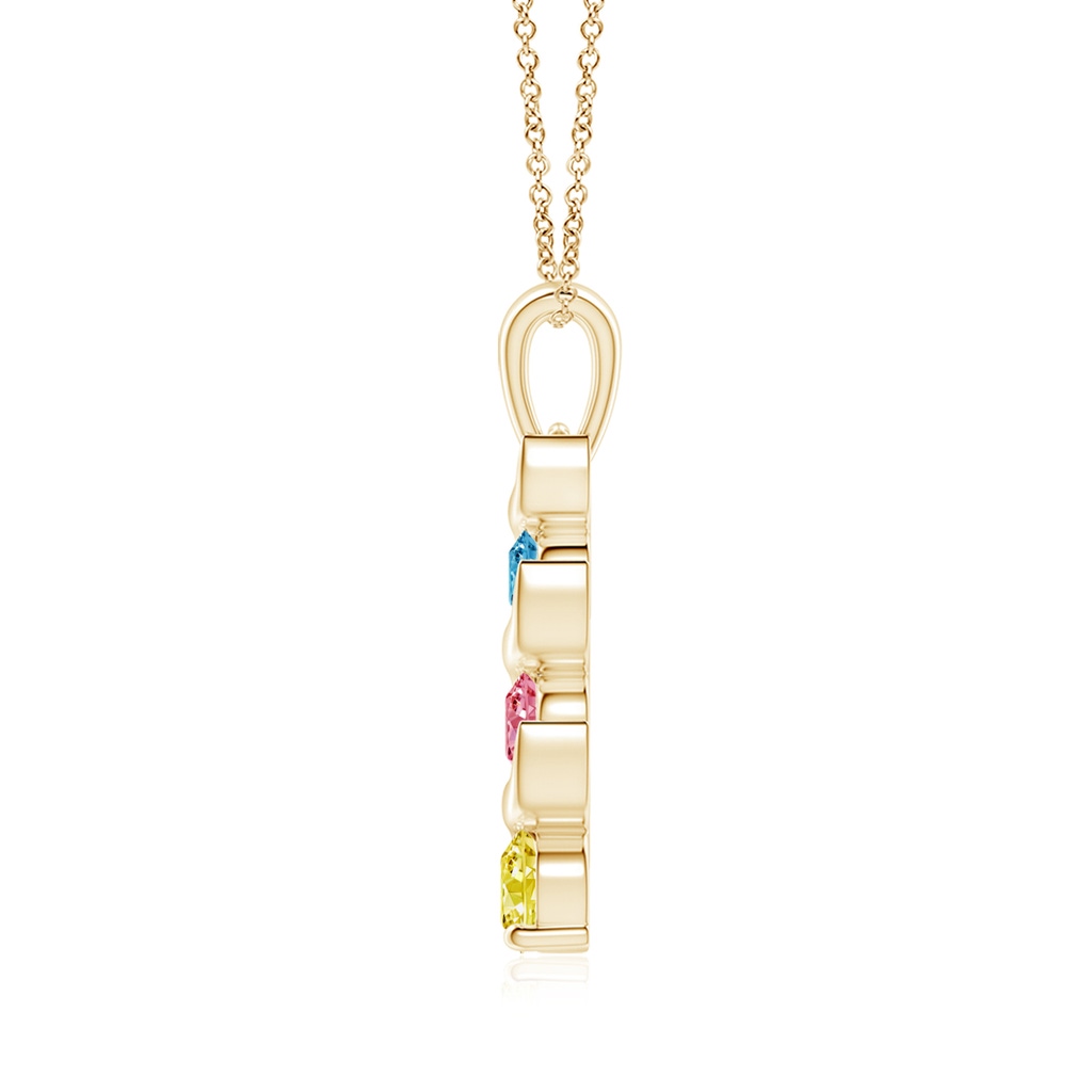 5.1mm Labgrown Channel-Set Round Lab-Grown Fancy Intense Multi-Color Diamond Three Stone Journey Pendant in Yellow Gold - side 199