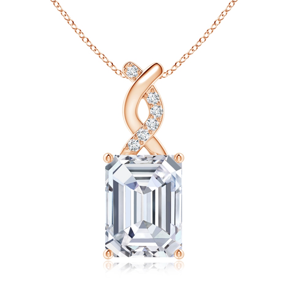 10x7.5mm FGVS Lab-Grown Diamond Pendant with Entwined Bale in Rose Gold 