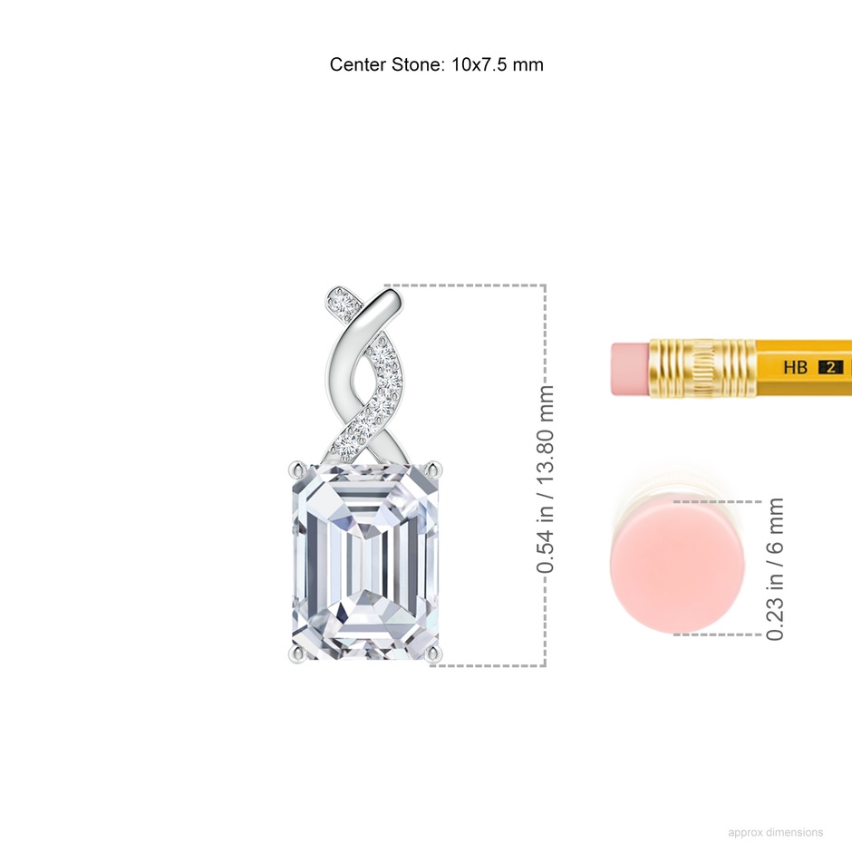 10x7.5mm FGVS Lab-Grown Diamond Pendant with Entwined Bale in White Gold ruler