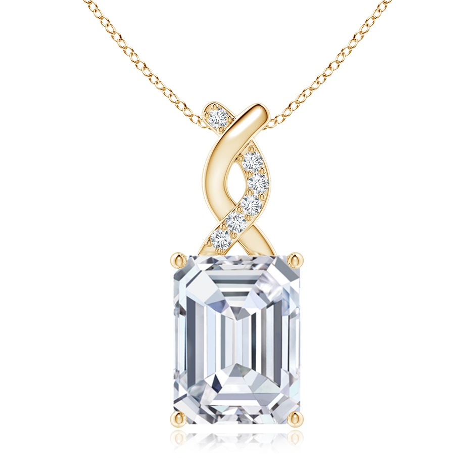 10x7.5mm FGVS Lab-Grown Diamond Pendant with Entwined Bale in Yellow Gold 