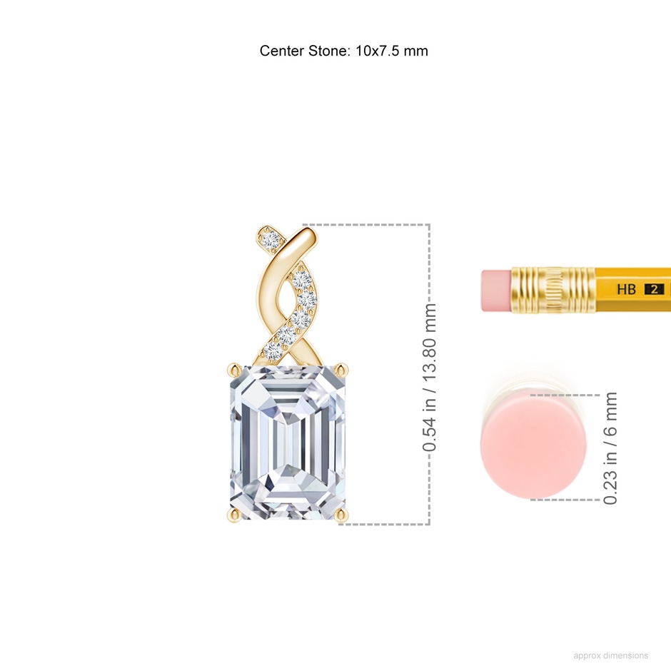 10x7.5mm FGVS Lab-Grown Diamond Pendant with Entwined Bale in Yellow Gold ruler