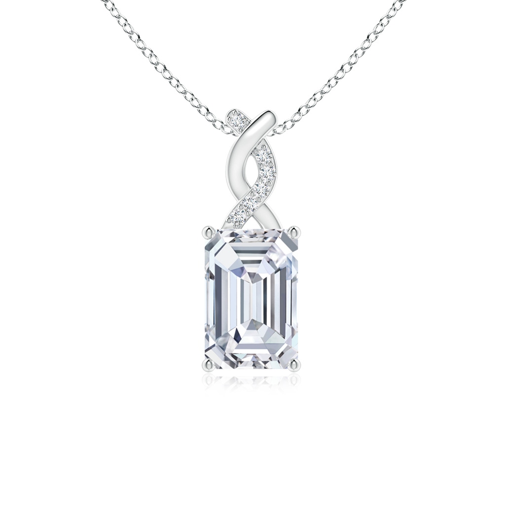 6x4mm FGVS Lab-Grown Diamond Pendant with Entwined Bale in 18K White Gold