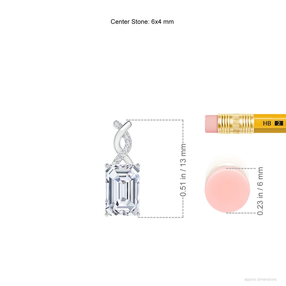 6x4mm FGVS Lab-Grown Diamond Pendant with Entwined Bale in 18K White Gold ruler