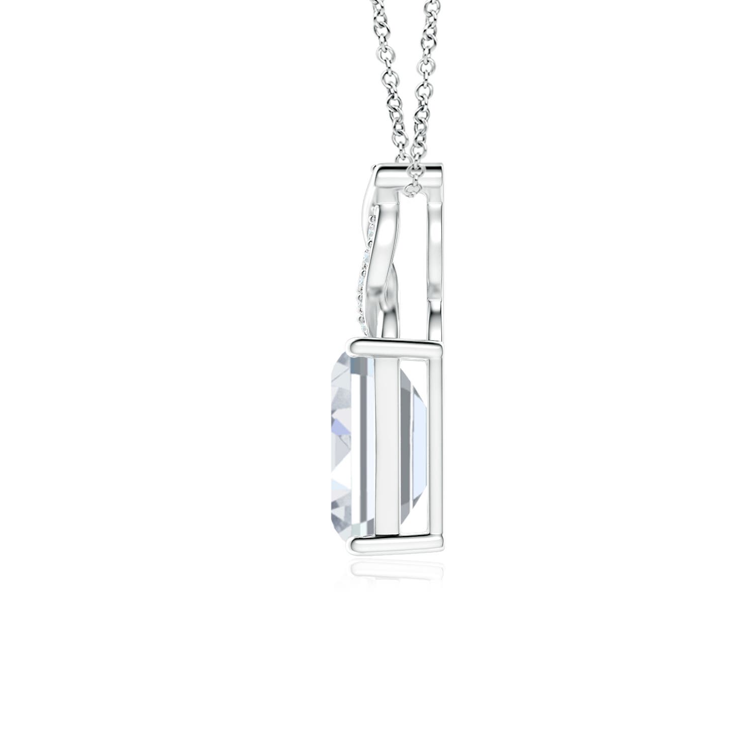 6x4mm FGVS Lab-Grown Diamond Pendant with Entwined Bale in White Gold - side 3