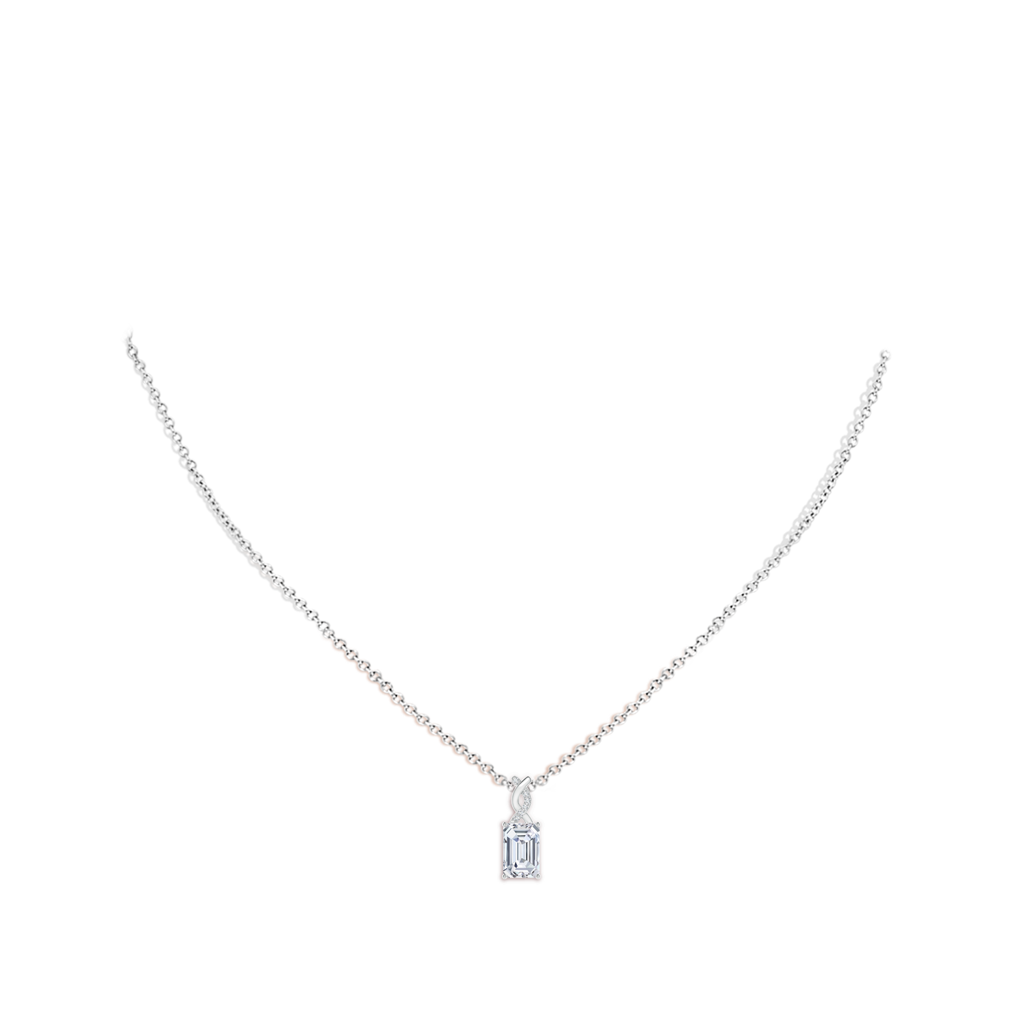 6x4mm FGVS Lab-Grown Diamond Pendant with Entwined Bale in White Gold - body_neck