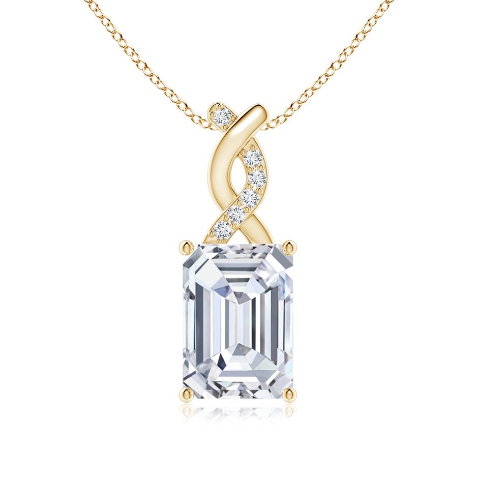 7x5mm FGVS Lab-Grown Diamond Pendant with Entwined Bale in Yellow Gold 