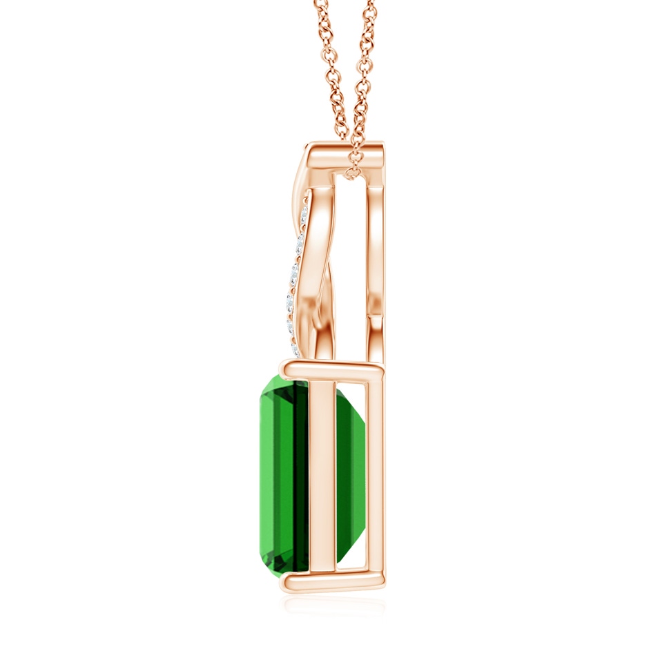 10x8mm Labgrown Lab-Grown Emerald Pendant with Diamond Entwined Bale in Rose Gold side 199