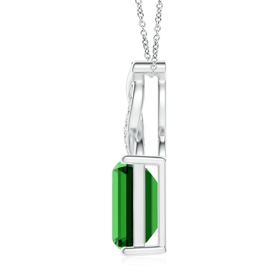 10x8mm Labgrown Lab-Grown Emerald Pendant with Diamond Entwined Bale in White Gold side 199