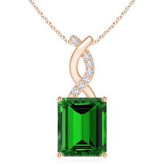12x10mm Labgrown Lab-Grown Emerald Pendant with Diamond Entwined Bale in 10K Rose Gold