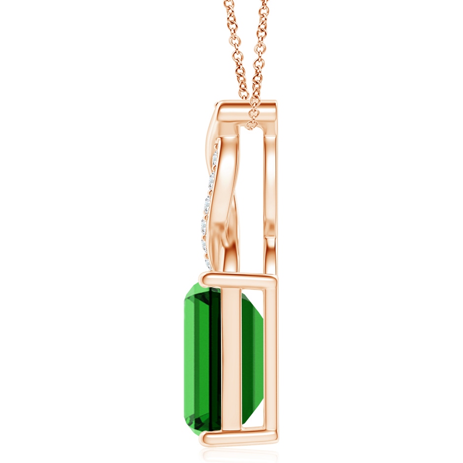 12x10mm Labgrown Lab-Grown Emerald Pendant with Diamond Entwined Bale in Rose Gold side 199