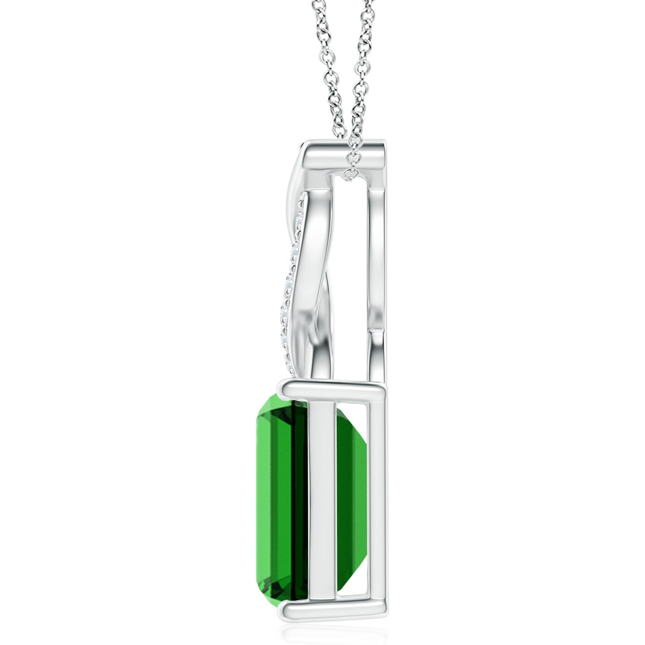 12x10mm Labgrown Lab-Grown Emerald Pendant with Diamond Entwined Bale in White Gold side 199