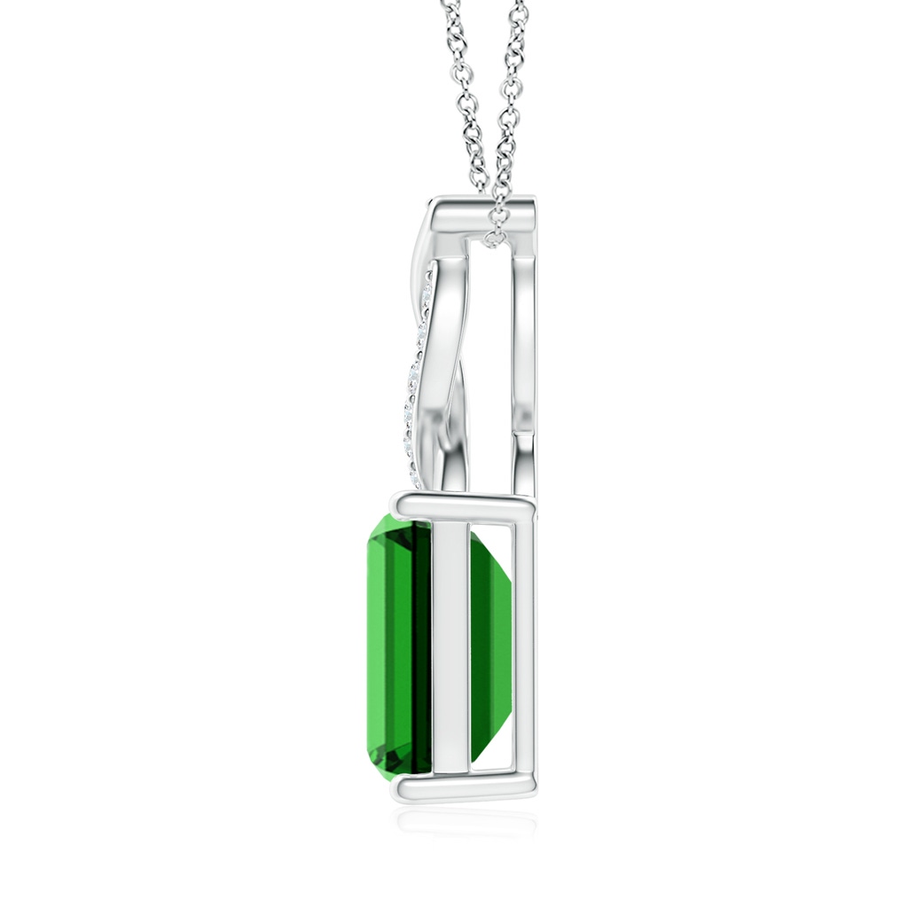 9x7mm Labgrown Lab-Grown Emerald Pendant with Diamond Entwined Bale in White Gold - side 199