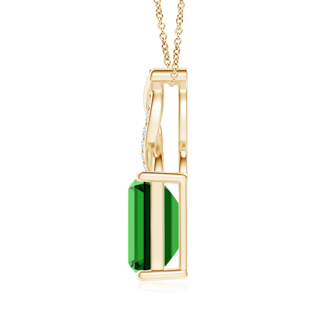 9x7mm Labgrown Lab-Grown Emerald Pendant with Diamond Entwined Bale in Yellow Gold - side 199