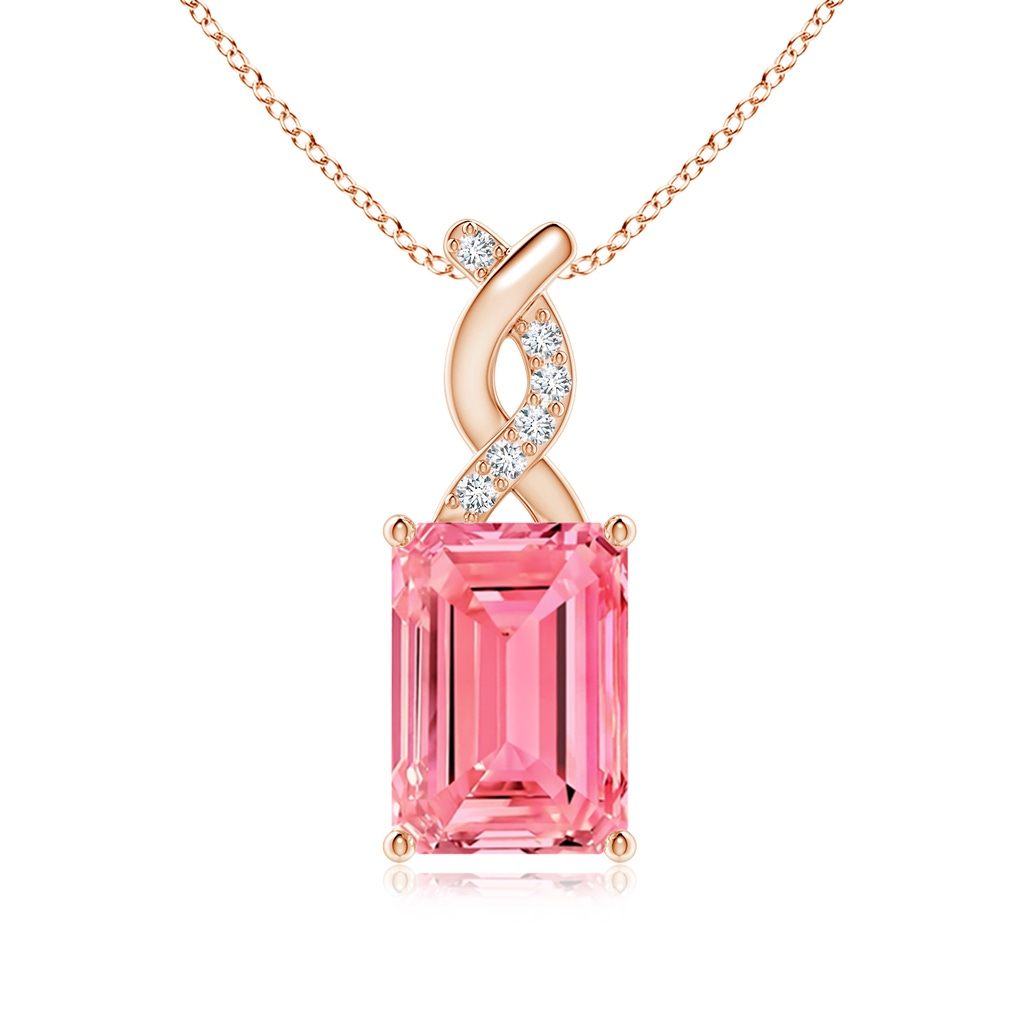 7x5mm Labgrown Lab-Grown Fancy Intense Pink Diamond Pendant with Entwined Bale in Rose Gold