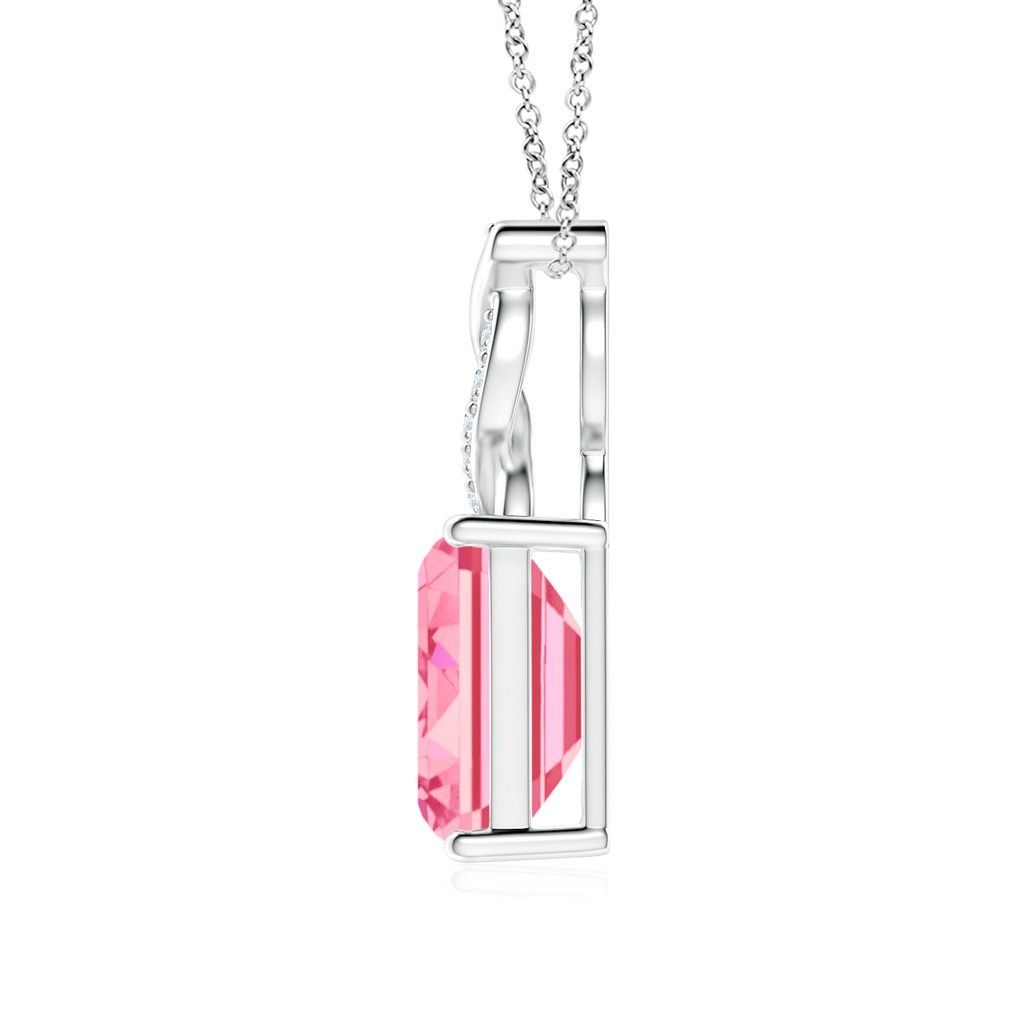 7x5mm Labgrown Lab-Grown Fancy Intense Pink Diamond Pendant with Entwined Bale in White Gold - side 199