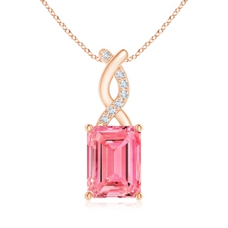 8x6mm Labgrown Lab-Grown Fancy Intense Pink Diamond Pendant with Entwined Bale in 18K Rose Gold