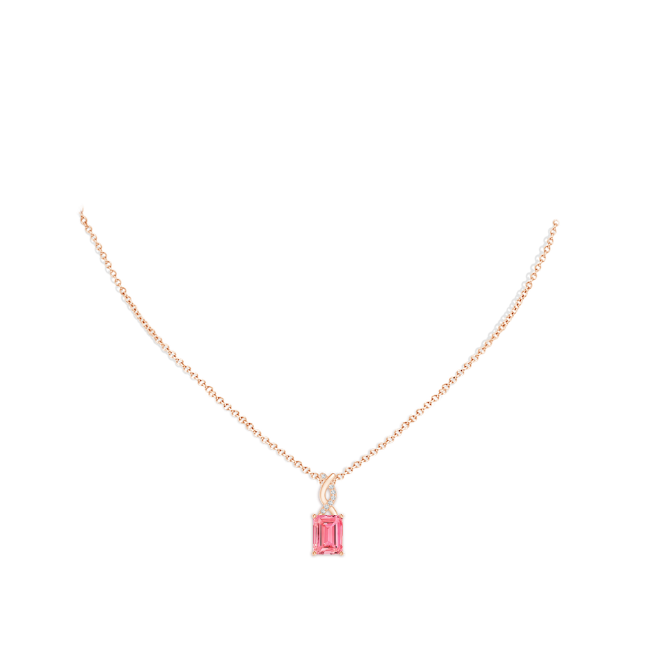 8x6mm Labgrown Lab-Grown Fancy Intense Pink Diamond Pendant with Entwined Bale in Rose Gold pen