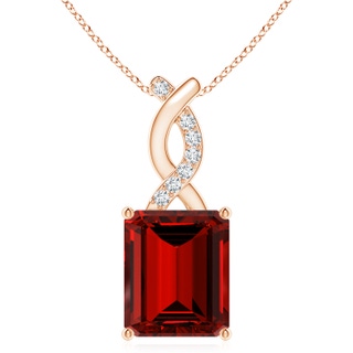 12x10mm Labgrown Lab-Grown Ruby Pendant with Diamond Entwined Bale in Rose Gold