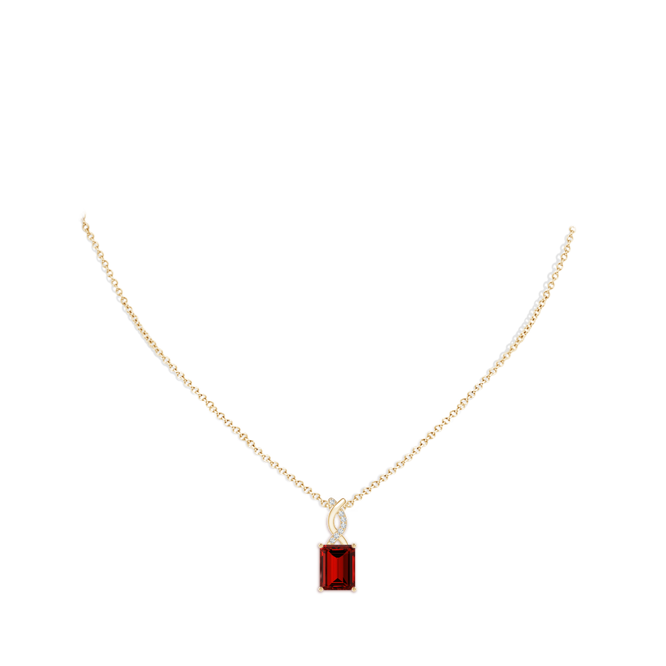 9x7mm Labgrown Lab-Grown Ruby Pendant with Diamond Entwined Bale in Yellow Gold pen