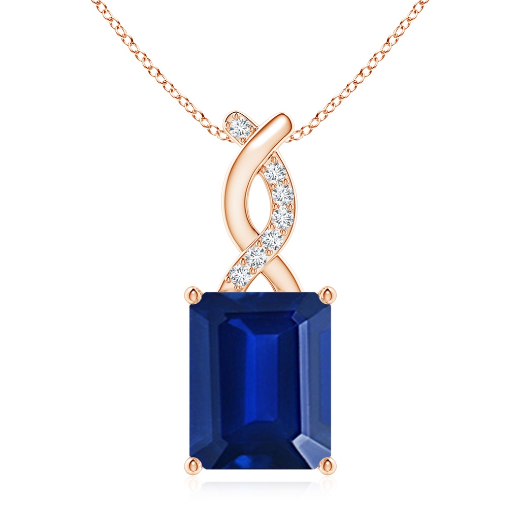 10x8mm Labgrown Lab-Grown Sapphire Pendant with Lab Diamond Entwined Bale in Rose Gold