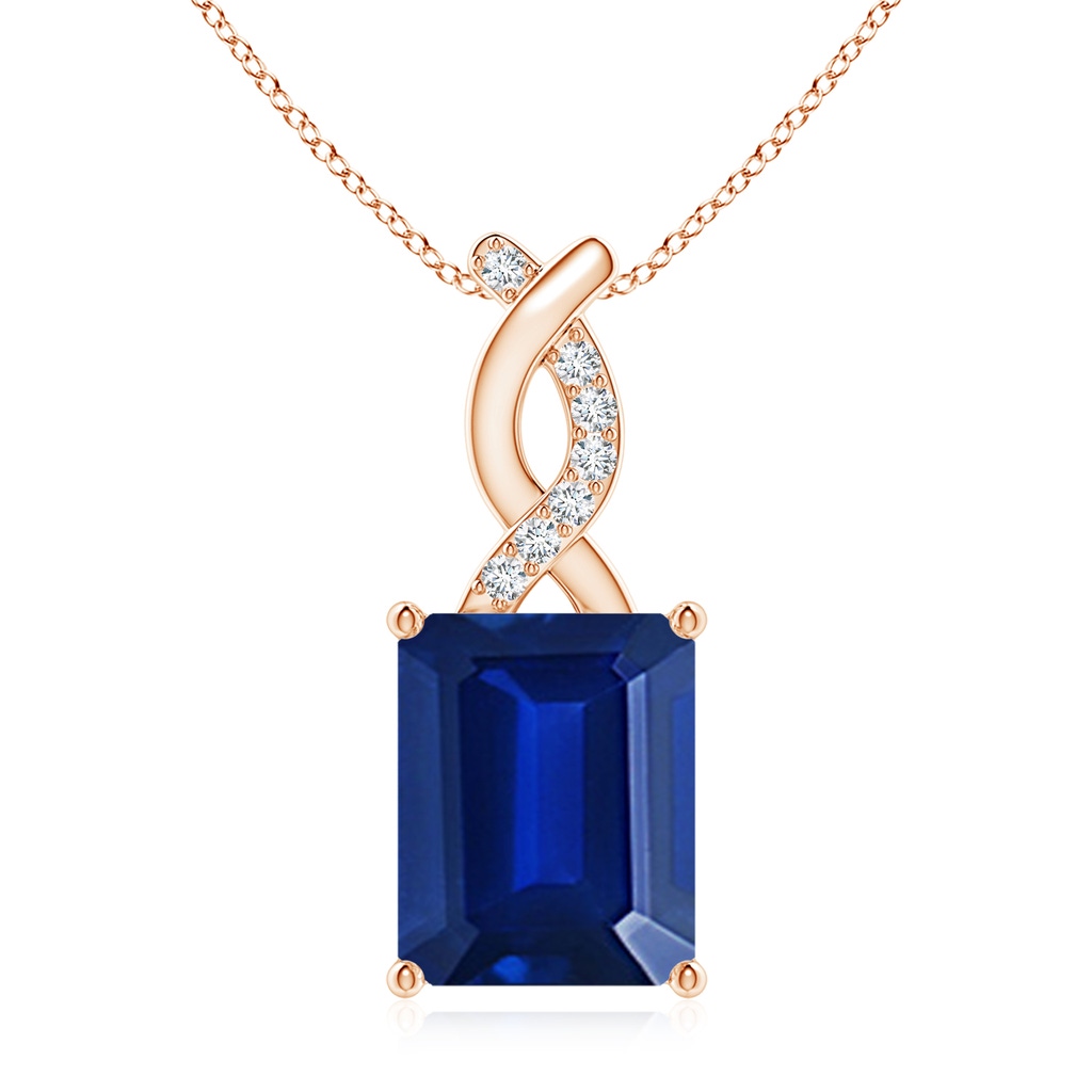 10x8mm Labgrown Lab-Grown Sapphire Pendant with Diamond Entwined Bale in Rose Gold