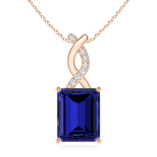 10x8mm Labgrown Lab-Grown Sapphire Pendant with Diamond Entwined Bale in Rose Gold