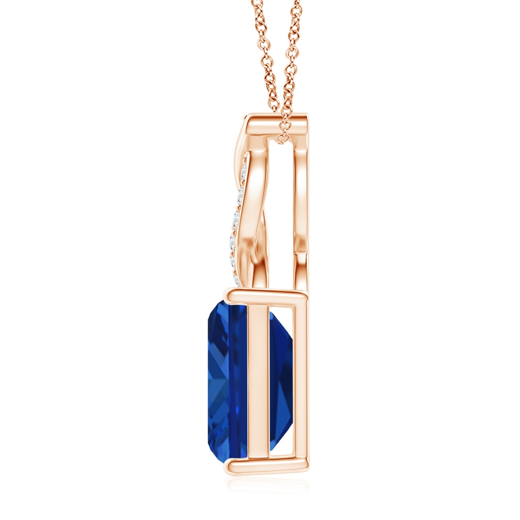 10x8mm Labgrown Lab-Grown Sapphire Pendant with Lab Diamond Entwined Bale in Rose Gold - side 199