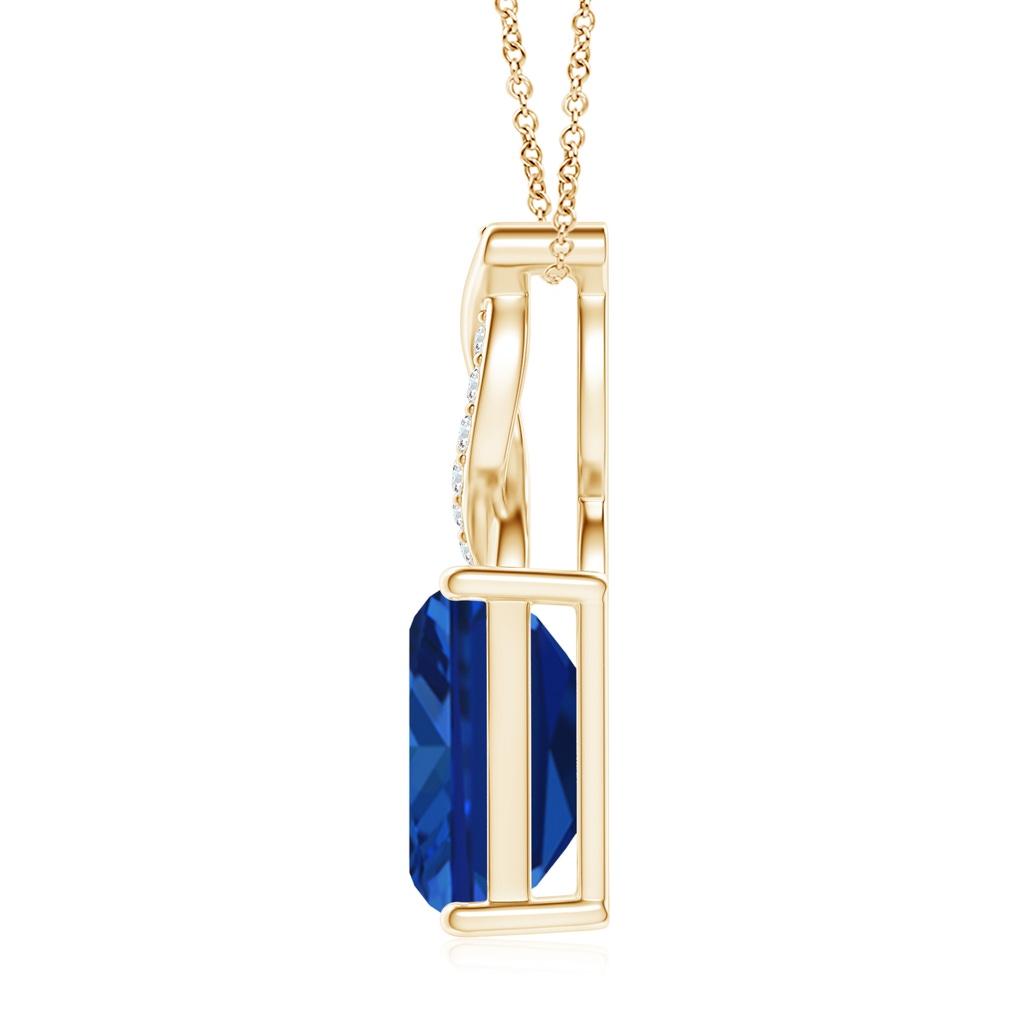 10x8mm Labgrown Lab-Grown Sapphire Pendant with Lab Diamond Entwined Bale in Yellow Gold - side 199