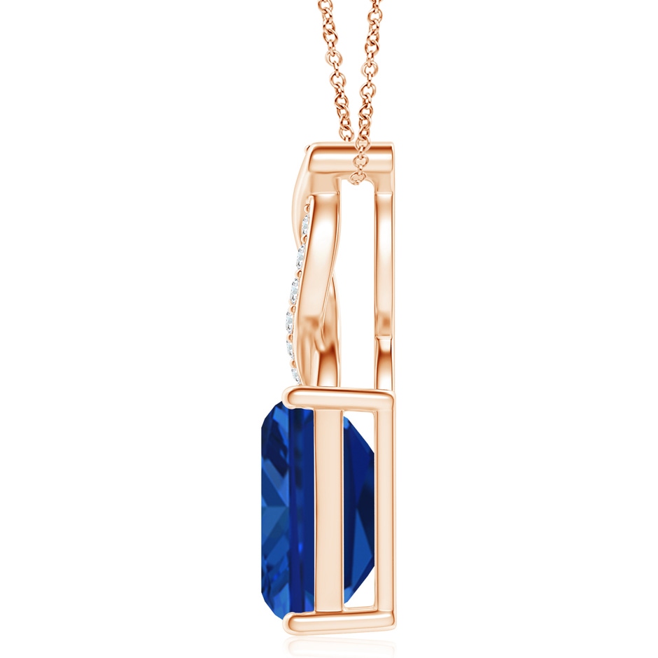 12x10mm Labgrown Lab-Grown Sapphire Pendant with Lab Diamond Entwined Bale in 18K Rose Gold side 199