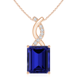 12x10mm Labgrown Lab-Grown Sapphire Pendant with Diamond Entwined Bale in Rose Gold