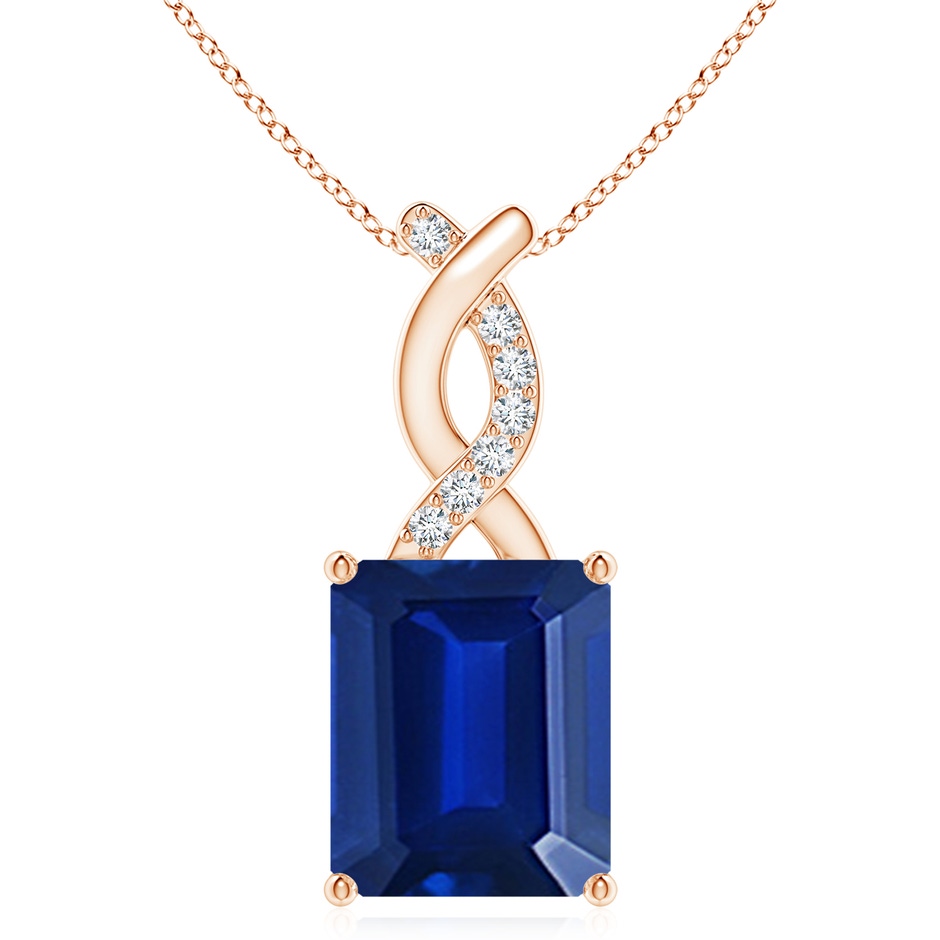 12x10mm Labgrown Lab-Grown Sapphire Pendant with Lab Diamond Entwined Bale in Rose Gold 