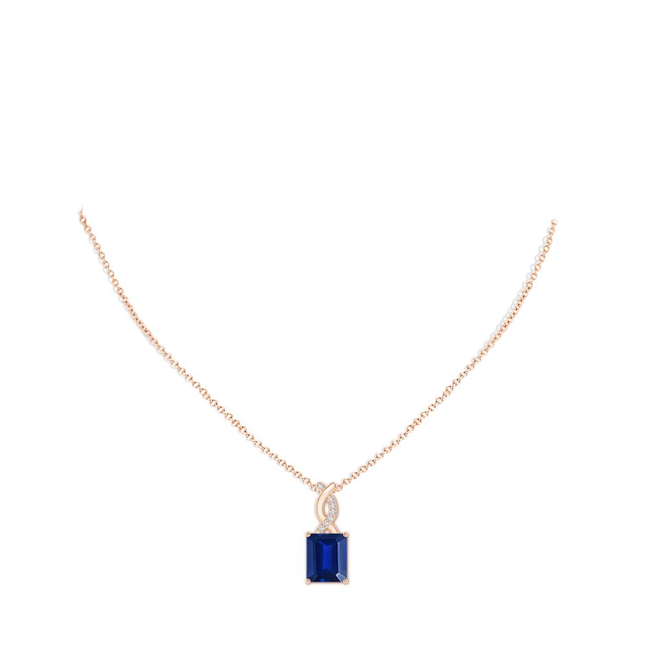 12x10mm Labgrown Lab-Grown Sapphire Pendant with Lab Diamond Entwined Bale in Rose Gold pen