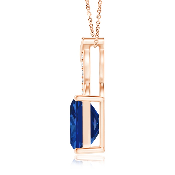 8x6mm Labgrown Lab-Grown Sapphire Pendant with Lab Diamond Entwined Bale in Rose Gold side 199