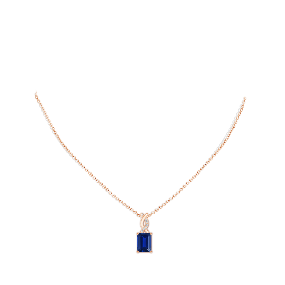 8x6mm Labgrown Lab-Grown Sapphire Pendant with Lab Diamond Entwined Bale in Rose Gold pen