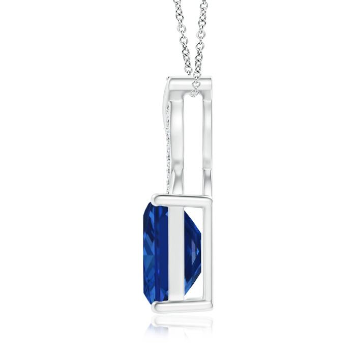 8x6mm Labgrown Lab-Grown Sapphire Pendant with Lab Diamond Entwined Bale in S999 Silver side 199