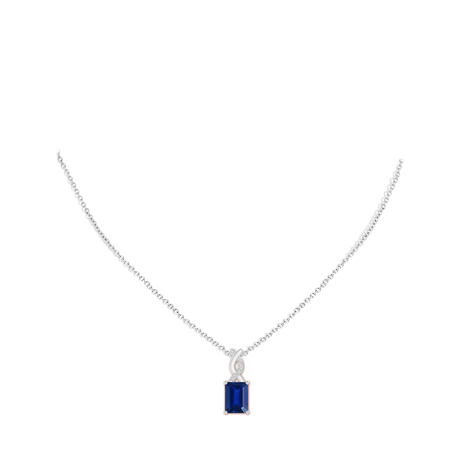 8x6mm Labgrown Lab-Grown Sapphire Pendant with Lab Diamond Entwined Bale in S999 Silver pen